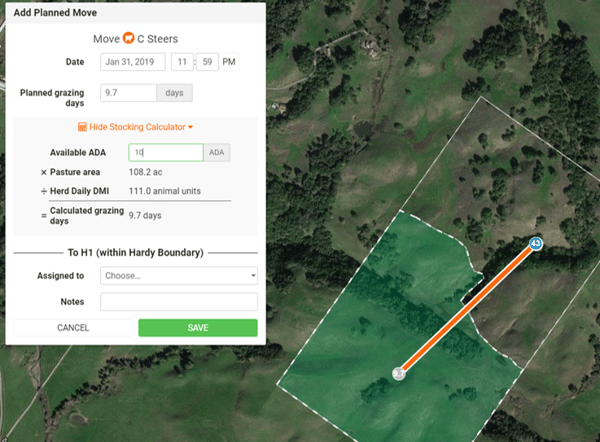 PastureMap stocking calculator